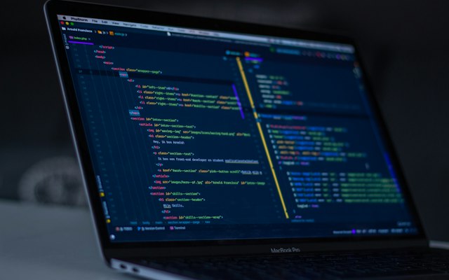 Programming code displayed on a computer